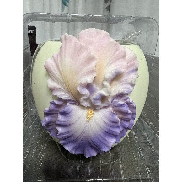 Ibis & Orchid Design Bonded Marble Handpainted Votive Purple Bearded Iris - New - Picture 3 of 16